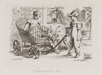KG 08690
<br/>
Twee kinderen met bolderwagen in tuin van een huis
<br/>
<em>Marcus, Jacob Ernst (1774-1826)</em>